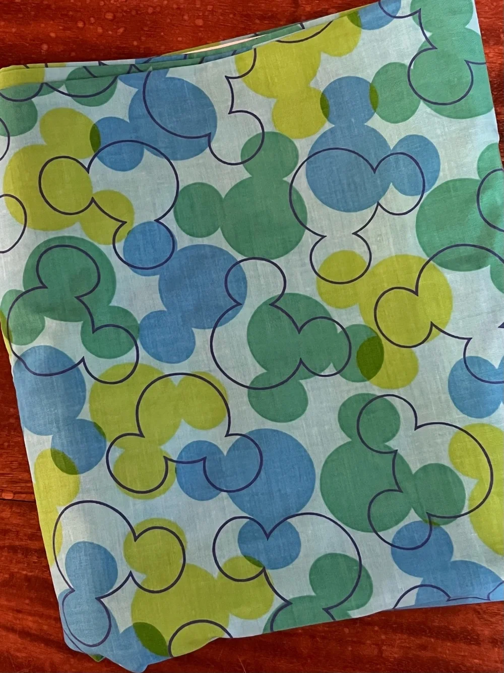 Fabric Disney Kids Sewing Mouse Ears Pattern in Green, Blue, & Yellow Pattern